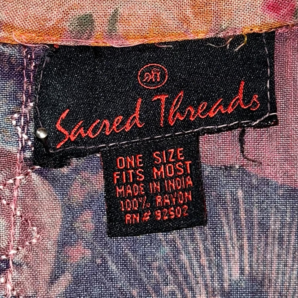 Sacred Threads Multicolor Patchwork Button Down S… - image 3